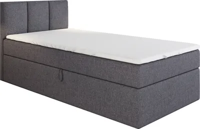 Produktbild von Boxspringbett, Jugendbett NASI 80x200 (Rechts) mit Bettkästen, Bonell-Matratze und Topper. Farbe: Grau.