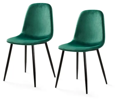 Produktbild von Esszimmerstühle 2er Set, Samt Küchenstuhl mit Rückenlehne und Polsterung, Modern für Esszimmer, Küche und Wohnzimmer, Grün