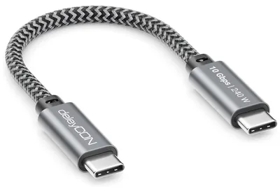 Produktbild von deleyCON 0,15m 240W 10 Gbps USB-C Kabel Kurz (USB 3.2 Gen2) PD 3.1 Ladekabel Datenkabel 4K@60Hz für Ladegerät iPhone 17 16 15 Pro Max Air Galaxy A16 A26 A56 S26 S25 S24 iPad SSD HDD MacBook PS5