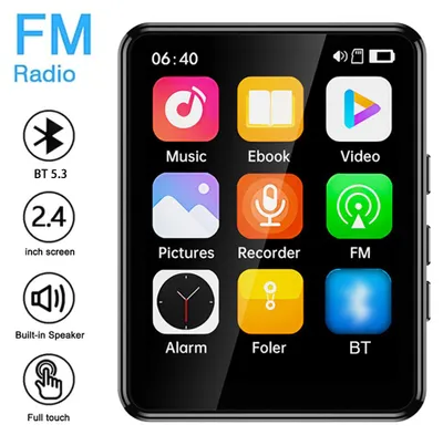 Zdjęcie produktu dla Odtwarzacz MP3/MP4 z głośnikiem, 2,4-calowym ekranem dotykowym, łącznością Bluetooth, wbudowanym głośnikiem i gniazdem na kartę TF; obsługuje czytanie e-booków i odtwarzanie filmów w wysokiej rozdzielczości; odtwarzacz MP3 z interfejsem USB