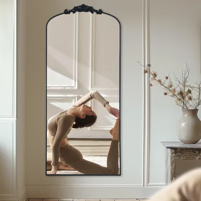 Hauptansicht des LunaMirror Margaux Ganzkörperspiegels in Schwarz, 180 x 76 cm