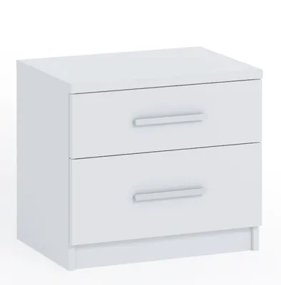 Produktbild von Nachtschrank BONO SNOC 50 cm weiß kleiner Nachttisch mit zwei Schubladen Schlafzimmer