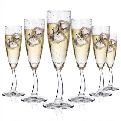 Produktbild von 6x Mumm Jules Sekt Glas 0,1l Sektkelch Designglas gebogener Stiel rastal