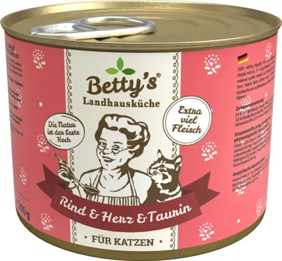 Produktbild von Bettys Landhausküche 6 x 200g Rind&Herz Katzenfutter