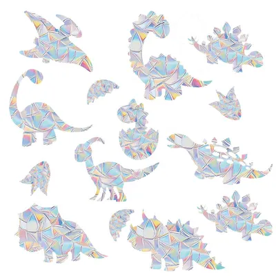 Produktbild von Dinosaurier Fensteraufkleber Vogelschutz 24 Stück Regenbogen Suncatcher Sticker gegen Vogelschlag