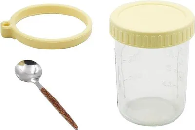 Immagine prodotto di Barattoli di vetro gialli da 350 ml con cucchiaini e coperchio