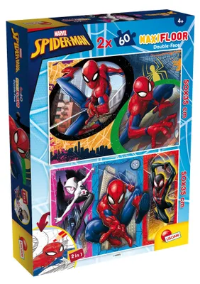Produktbild von Lisciani - Puzzle Marvel Spider MAN MaxiFloor DF - Doppelseitiges Puzzle für Kin