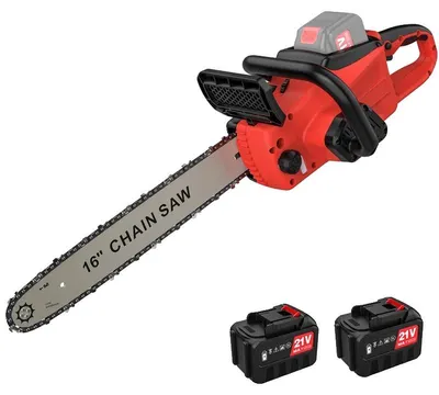 Image de Tronçonneuse électrique, moteur sans balais, lubrification automatique, avec 2 batteries, 16 pouces