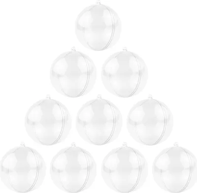 Productafbeelding van Kerstballen transparante 10 cm - Set van 10 - Kunststof kerstballen invulbare