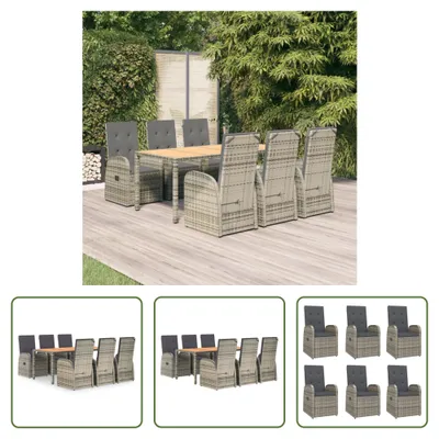 Produktbild von The Living Store 7-tlg. Garten-Essgruppe mit Kissen Grau Poly Rattan