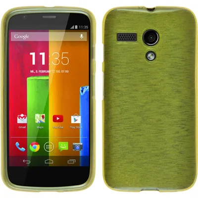 Produktbild von PhoneNatic Case kompatibel mit Motorola Moto G - pastellgrün Silikon Hülle brushed + 2 Schutzfolien