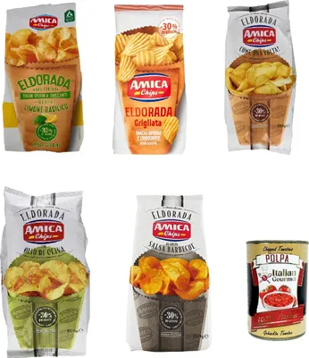 Produktbild von Amica Chips Eldorada Testpaket Salzige Kartoffelchips mit gewelltem Schnitt 5x 130g glutenfreie knusprige Kartoffel chips