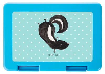 Produktbild von Mr. & Mrs. Panda Bento Box Stinktier Handstand - Türkis Pastell - Geschenk, Vesperbüchse, Lunchbox, Bentobox, Brotzeitbox, Skunk, Wildtier, Butterbrotdose, Spielplatz