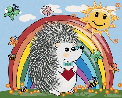 Produktbild von Zuty - Malen nach Zahlen - IGEL UND REGENBOGEN, 40x50 cm, ohne Keilrahmen
