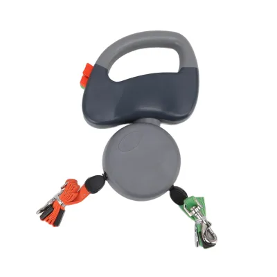 Immagine prodotto di 3 metri doppio guinzaglio Pet retrattile automatico Wicking corda cane camminare trazione (grigio)