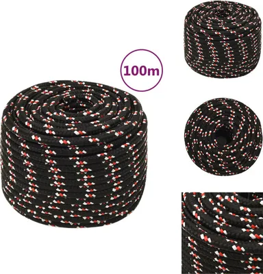 Produktbild von vidaXL Bootsseil Schwarz 14 mm 100 m Polypropylen -  Seile