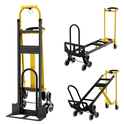 Produktbild von 3 IN 1 Aluminiumklappwagen – 340 kg Treppensteiger Sackkarre, klappbar, elastischen Spanngurten – ideal für Umzug, Lager & Haushalt