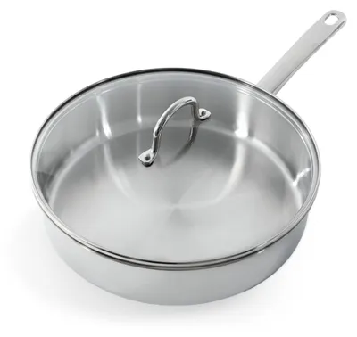 Hapjespfanne 28 cm Edelstahl mit Deckel, Induktion, antihaft