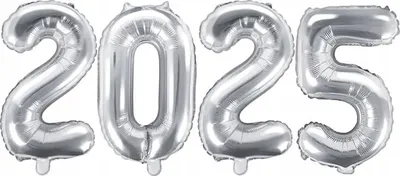 Immagine prodotto di FOLIENBALLONS numero 2025 ARGENTO Ballo di Capodanno 35cm