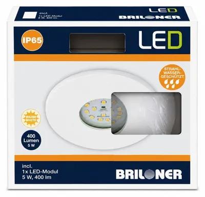 Produktbild von Briloner LED Einbauleuchte 7227-016 Weiß 5W 400lm 3000K IP65 Ø93mm Bad