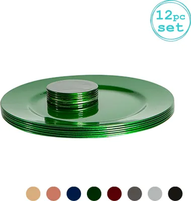 Produktbild von Argon Ta 12er Charger Platten und Untersetzer Set - Metallic-Finish - 33cm - Grün