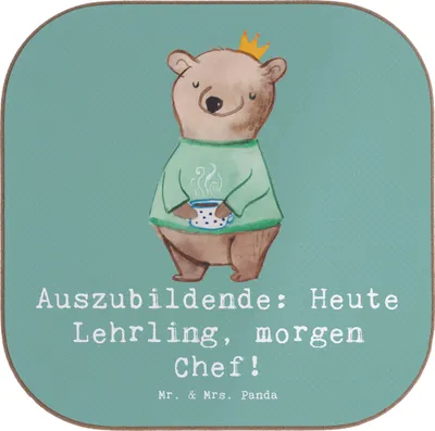 Produktbild von Mr. & Mrs. Panda Untersetzer für Gläser Auszubildende Chef - Meeresbrise - Geschenk, Beruf, Tischuntersetzer, Berufe, Berufseinsteiger, Azubi, Motivation, Tischschoner