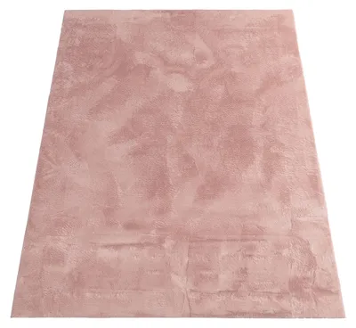 Produktbild von Teppich Wohnzimmer Kunstfell Shaggy Hochflor Waschbar In Waschmaschine Soft Uni Rosa Grösse 80x150 cm