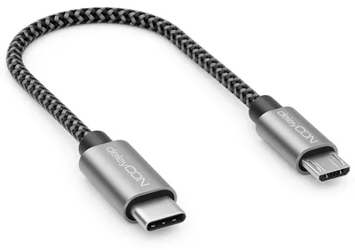 Produktbild von deleyCON 0,15m USB-C auf Micro USB Kabel Adapter - Schwarz