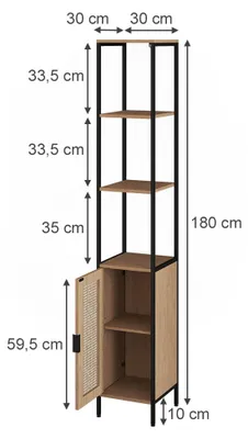 Obrázok produktu pre Kúpeľňová skrinka Vicco Linara dub/čierna 30 x 180 cm, Model 59892