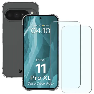 Produktbild von Schutzhülle + 2x gehärtetes Glas für Google Pixel 11 Pro XL, Bizon Case Clear Pack, Transparent