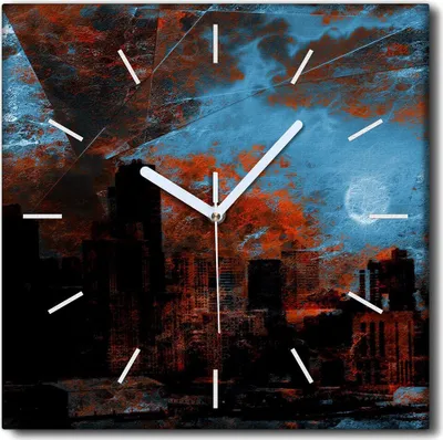 Produktbild von Coloray Uhr auf Leinwand 30x30 cm Wand Uhr Dekoration Wohnzimmer Segeltuch weiße Zeiger -New York Abstraktion.