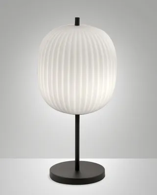 Image de Lampe De Table Domizia Noire En Métal Et Verre Soufflé, Design Élégant, Douille E27 40 W, Idéale Pour L'Éclairage Intérieur De Classe 2
