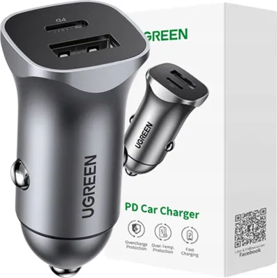 Obrázek produktu pro Ugreen Rychlá nabíječka do auta Usb Type C / Usb 24W Pd Qc Grey