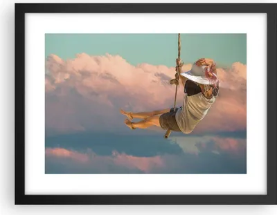 Produktbild von Gerahmtes Poster - Schwarzer Rahmen - Schaukeln Seil Himmel - 40x30 cm - Wand Bild - Wanddeko - Wandbilder - Kunstposter - Wandposter - Bilderrahmen - Bilder - Kunstdruck - Wandbild - P2BAA40x30-4259