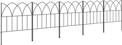 Image de Outsunny Lot de 5 panneaux de clôture de jardin décoratives en métal, bordure de jardin, pour parterre de fleurs - dim. 205 x 45,5 cm, noir