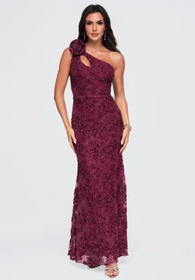 Produktbild von LARICA Kleid elegantes Design asymmetrisch LA-OM-DLR407 burgundy M