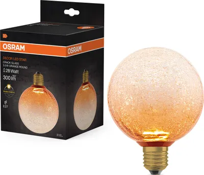 Produktbild von Dekorative LED-Kugellampe, E27, 300 lm = 28 W, orange, OSRAM
