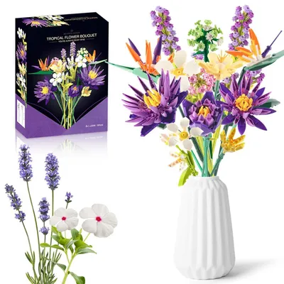 Obrázok produktu pre Sada na tvorbu kvetinových aranžmánov pre dospelých, DIY sada na vytvorenie botanickej kvetinovej výzdoby s 13 umelými kvetmi, kreatívna sada na dekoráciu interiéru