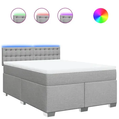 Produktbild von Boxspringbett mit Matratze Hellgrau 160x200 cm Stoff