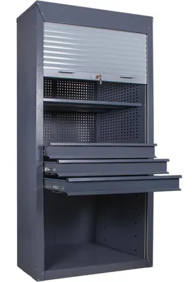 Zdjęcie produktu dla Szafa Warsztatowa z roletą, Szafa Narzędziowa Garażowa W210xS104,5xG50 cm, Metalowa, 3 półki i 3 szuflady| UHL-MASH SI-10/3S/3D R
