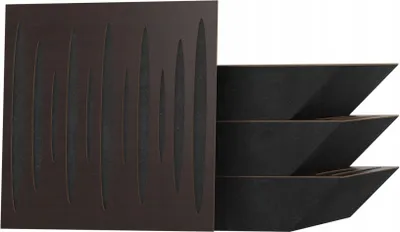 Obrázok produktu pre 4-dielna rohová akustická basová pasca do nahrávacieho štúdia |PULSE 50x50x10cm | absorpcia a difúzia | farba: wenge