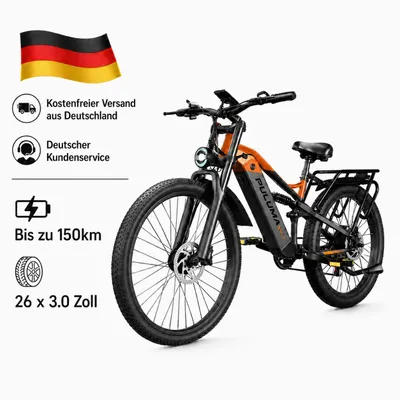 Produktbild von 26 Zoll vollgefedertes Fat-E-Bike PE86PRO mit 250W Motor, 20Ah Samsung-Akku, KI-generiertes Bild