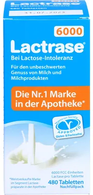 Productafbeelding van Lactase 6000 voor mensen met lactose-intolerantie, tabletten, navullingsverpakking, 480 tabletten