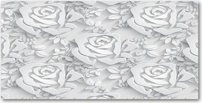 Produktbild von Tulup Glas-Bild -140x70- Wandkunst Dekorative Wand für Küche & Wohnzimmer - Blumen & Pflanzen - Rosen-Muster - Weiß