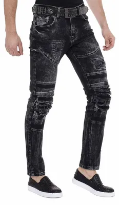 Produktbild von CD486A Herren Slim-Fit-Jeans im Used-Destroyed-Look