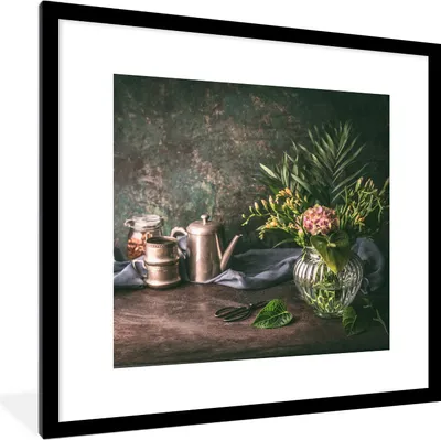 Produktbild von MuchoWow® MuchoWow® Gerahmtes Poster Stilleben - Blumenstrauß - Blumen 40x40 cm - Poster mit zchwarzem Bilderrahmen - Poster - Plakat im Rahmen