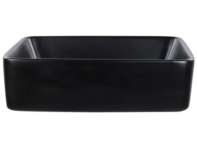 Produktbild von BELIANI Waschbecken Schwarz Keramik Rechteckig 49x38 cm ohne Überlauf ohne Ablaufgarnitur Bad Ausstattung Waschschale Waschtisch Aufsatzwaschbecken