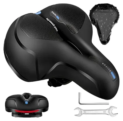 Produktbild von Bequemer Fahrradsattel mit Doppelfeder, ergonomischer Komfortsattel für Mountainbikes, Fahrräder und Falträder, inklusive Werkzeug