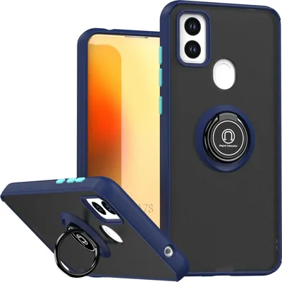Produktbild von Hülle für ZTE Blade A7S 2020 Matte Transluzent TPU Stoßfest Schutzhülle mit Ring Halter Ständer Blau