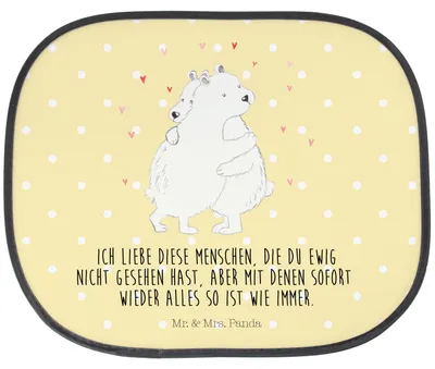 Produktbild von Mr. & Mrs. Panda pkw sonnenschutz Eisbär Umarmen - Gelb Pastell - Geschenk, Autoscheibe, Auto, Sonnenblende, Lustige Sprüche, Fürs, Autoscheiben